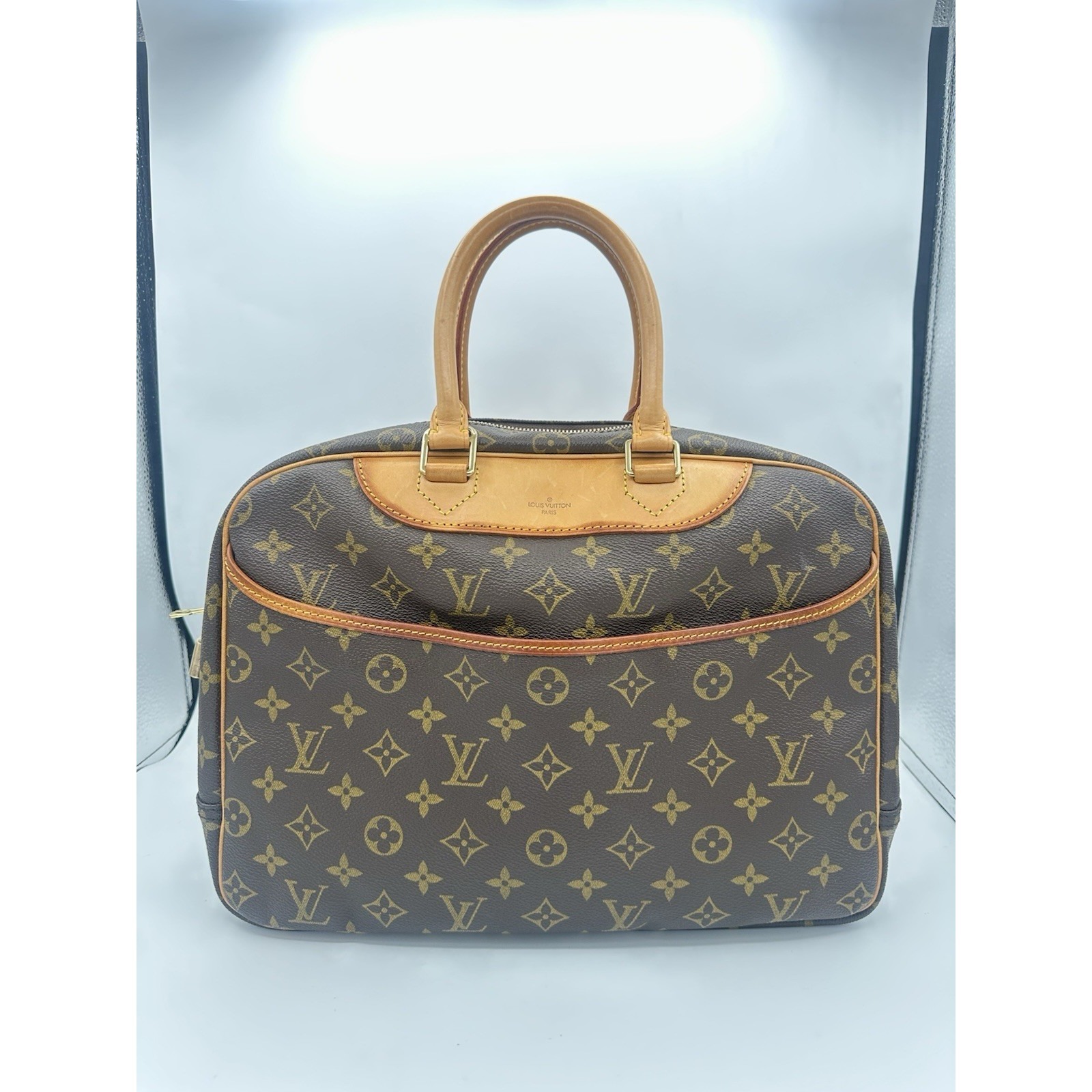 Louis Vuitton Monogram Deauville Handbag Brown With Bachata Leather